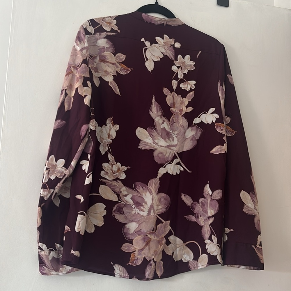 Calvin Klein Women's Floral Burgundy Blouse - Picture 4 of 6